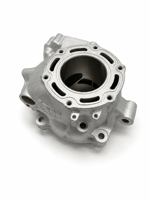 Cylindre TM EN/MX 125 2 temps rechromé avec restauration du dépôt en nickel-carbure de silicium et polissage T-Shape.