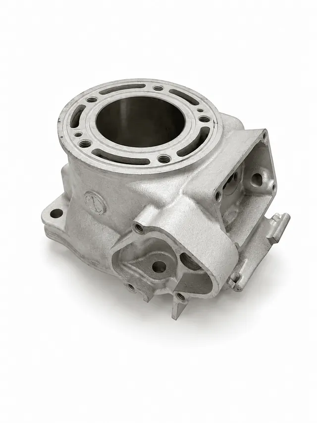 Cylindre Yamaha YZ 125 2 temps rechromé avec restauration du dépôt en nickel-carbure de silicium et polissage T-Shape.