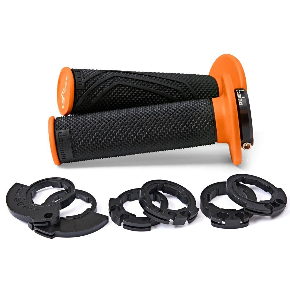 Paire de poignées Lock-On Domino D200 - noir orange D2004045H8