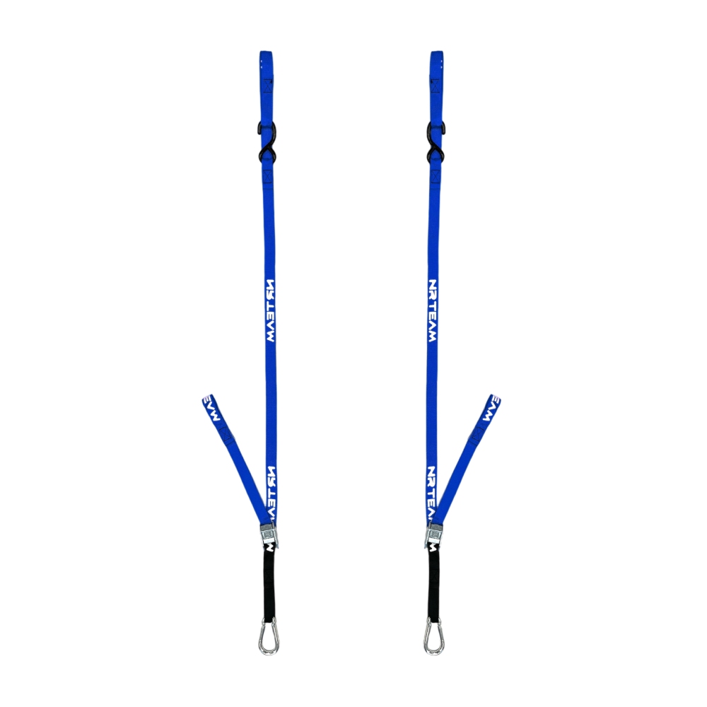 Paire de sangles d’arrimage pour moto Pull Up 25mm NRTeam bleu DS89.PU10B