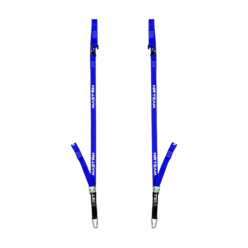 Paire de sangles d’arrimage pour moto Pull Up 38mm NRTeam bleu DS89.PU15B