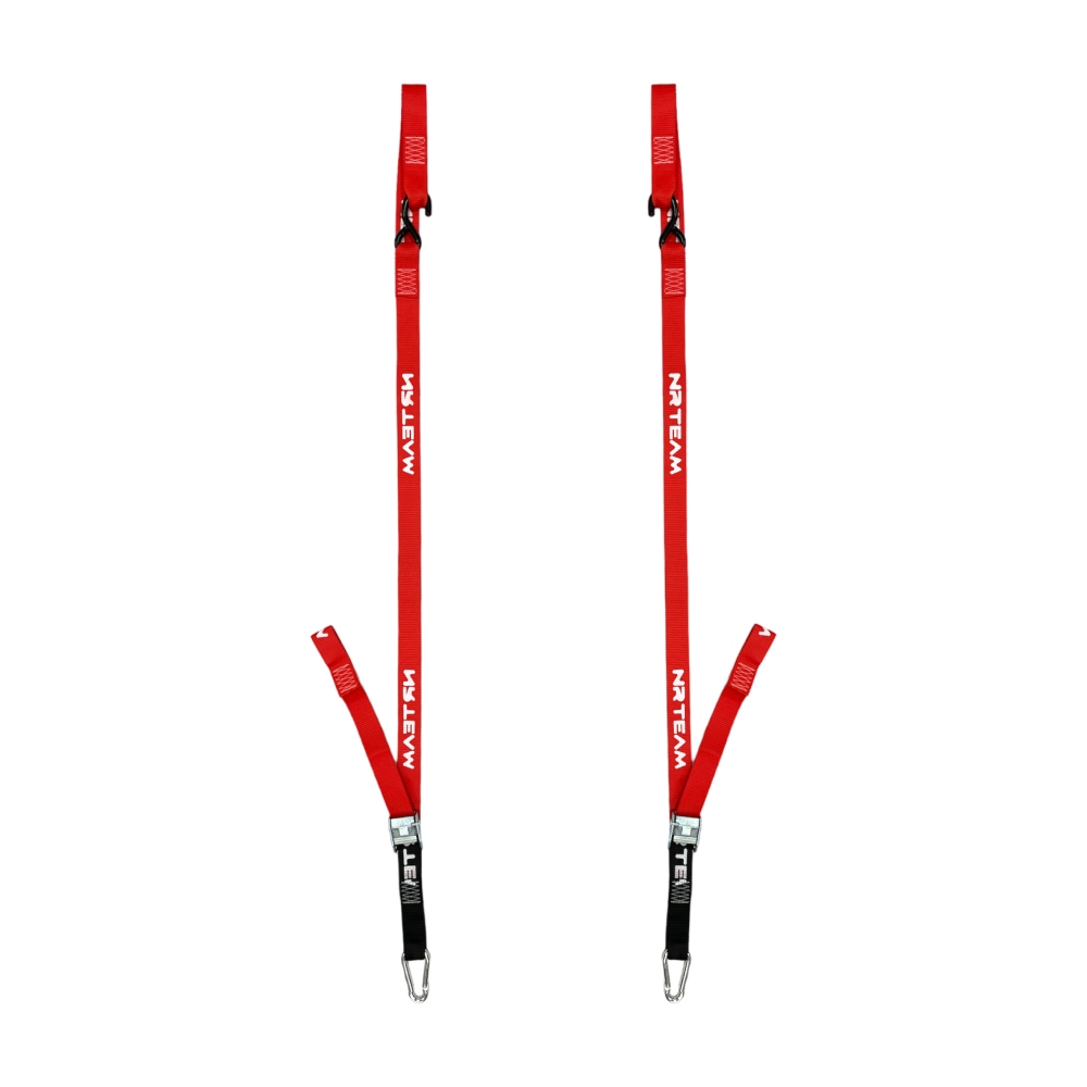 Paire de sangles d’arrimage pour moto Pull Up 38mm NRTeam rouges DS89.PU15R