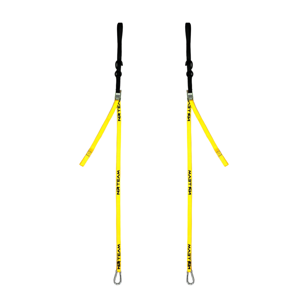 Paire de sangles d’arrimage pour moto Tie Down 25mm NRTeam jaunes DS89.TD10G